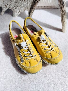 Yellow Slip-On Sneakers with Side Zipper